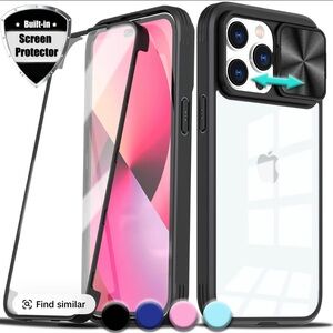 Black Protective Phone Case with Built-in Screen Protector